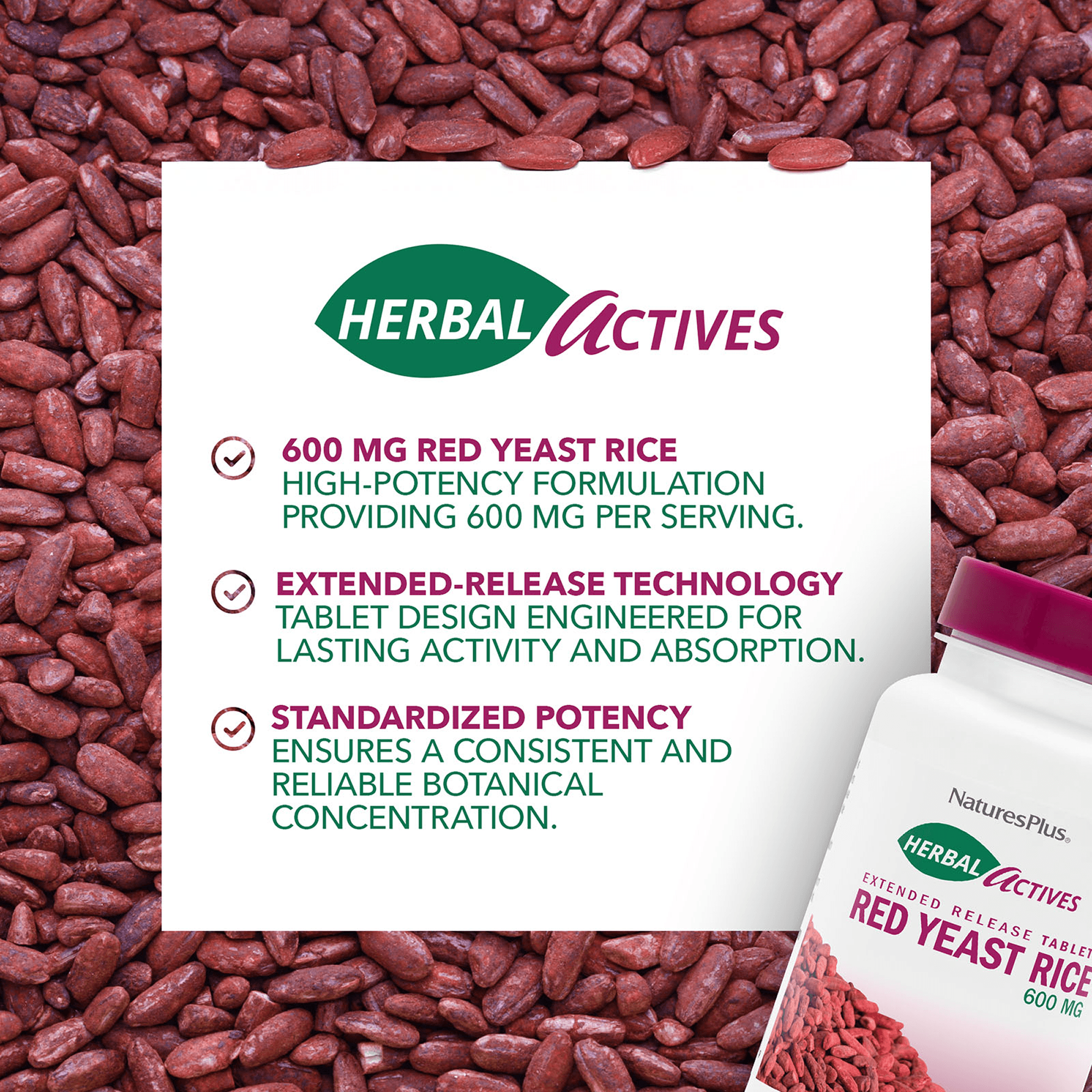 Herbal Actives Red Yeast Rice Extended Release Tablets - 30 Count