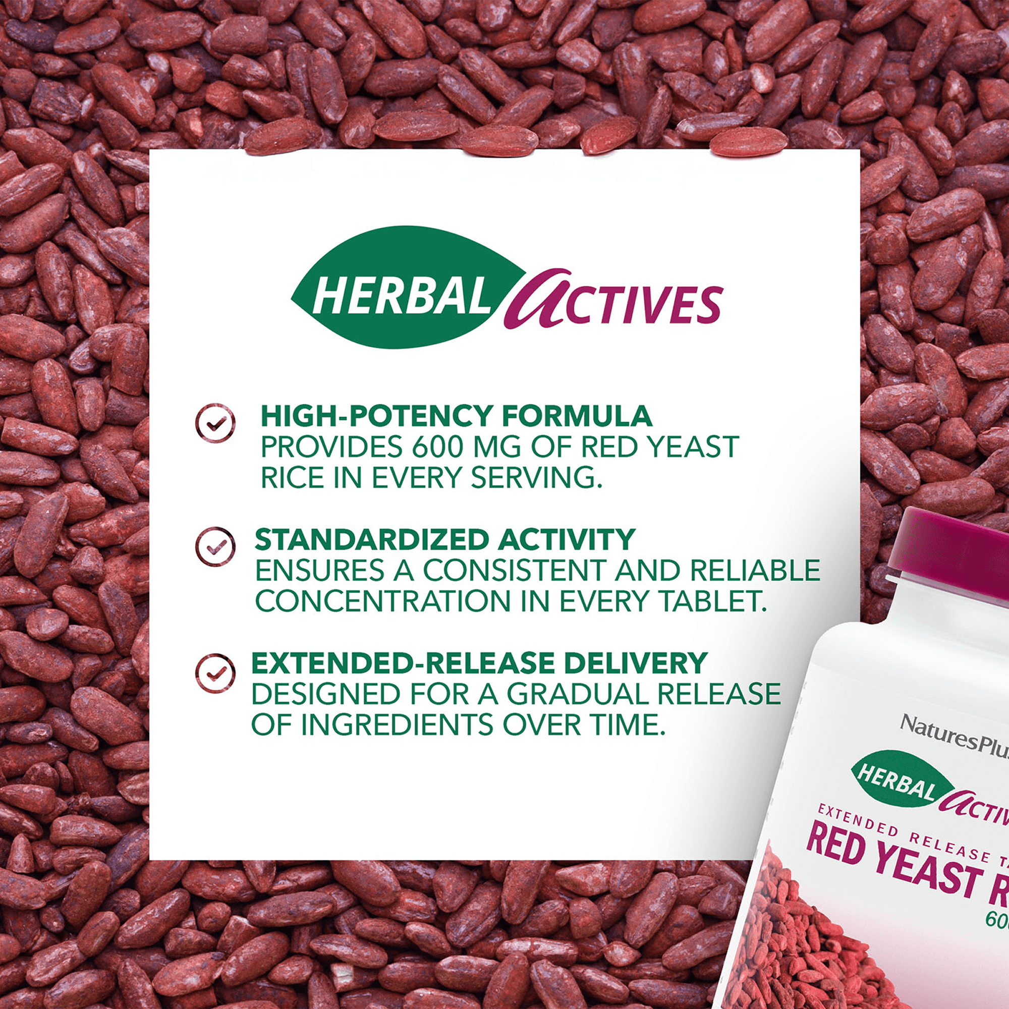 Herbal Actives Red Yeast Rice Extended Release Tablets - 60 Count