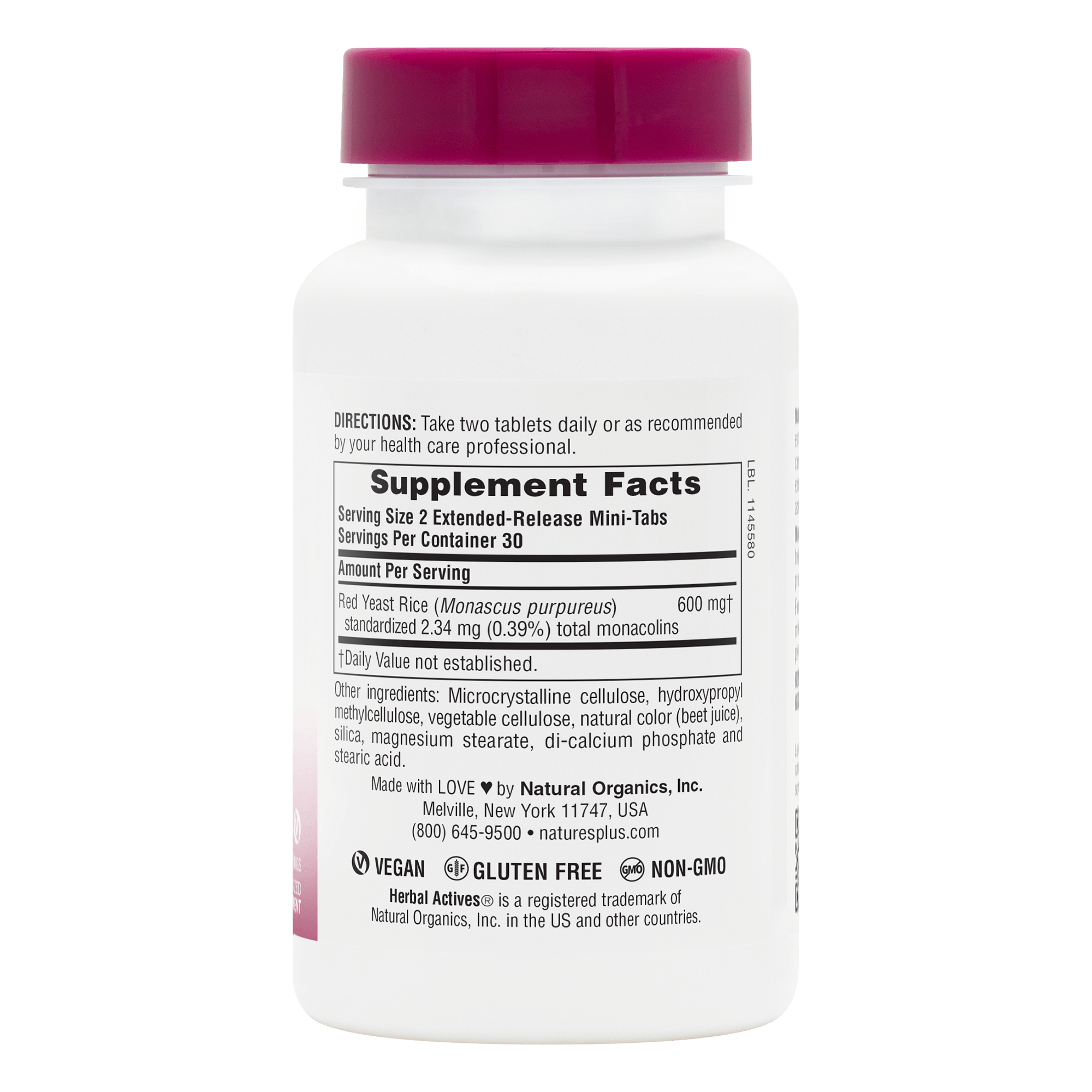 Herbal Actives® Red Yeast Rice Extended Release Mini-Tabs - 60 Count