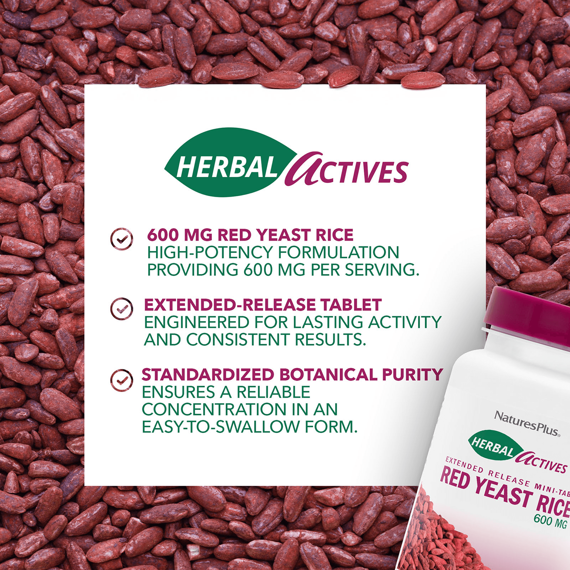 Herbal Actives® Red Yeast Rice Extended Release Mini-Tabs - 60 Count