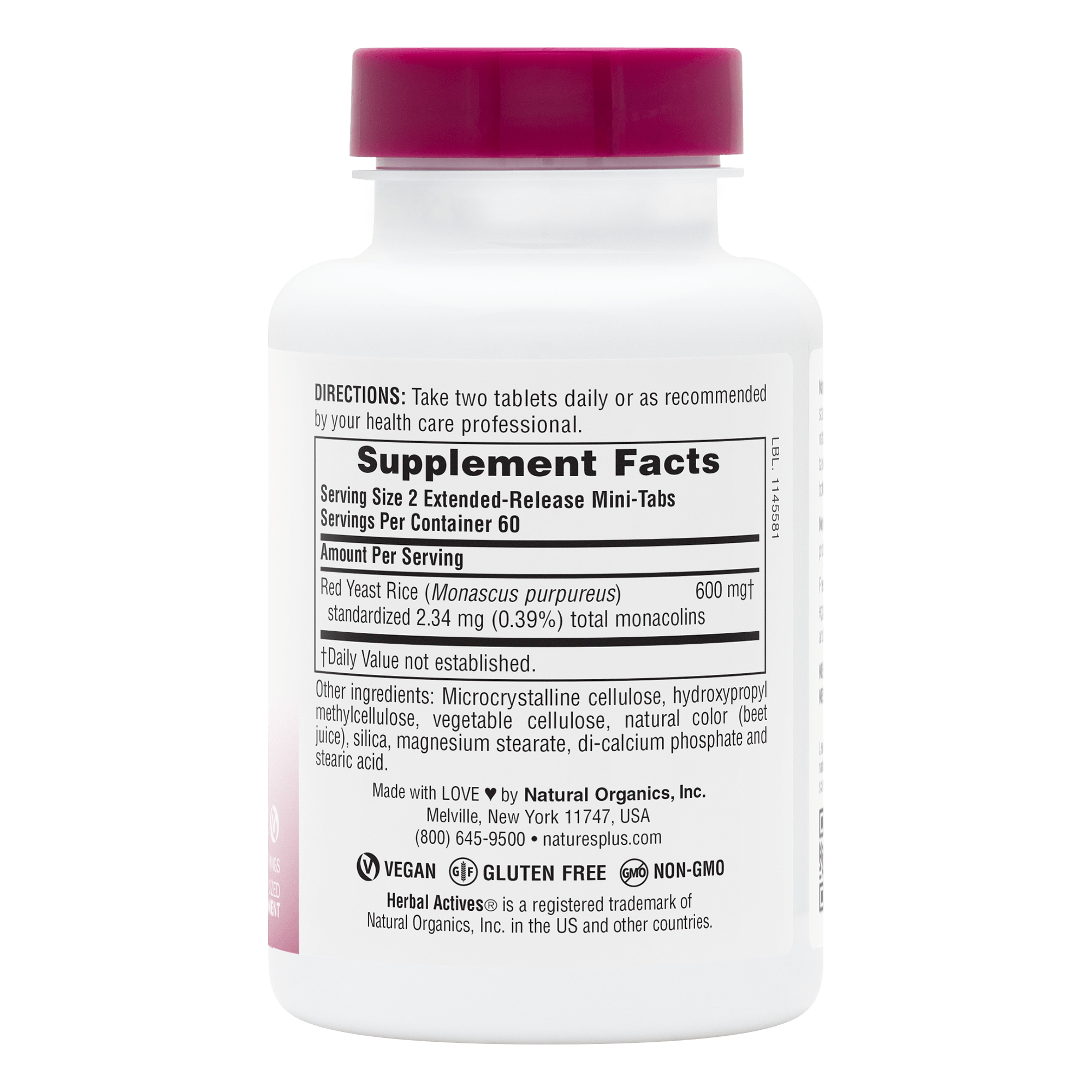 Herbal Actives Red Yeast Rice Extended Release Mini-Tabs - 120 Count