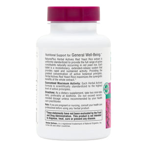 Second side product image of Herbal Actives Red Yeast Rice Extended Release Mini-Tabs containing 120 Count