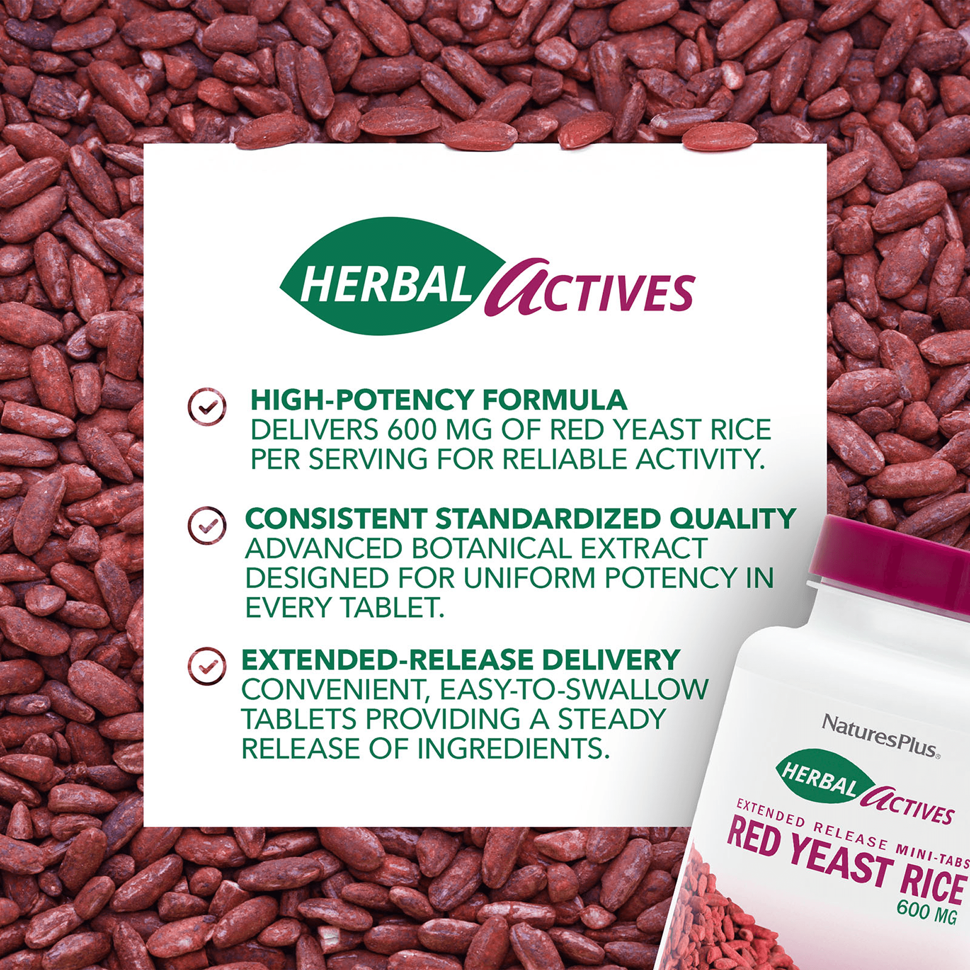 Herbal Actives Red Yeast Rice Extended Release Mini-Tabs - 120 Count