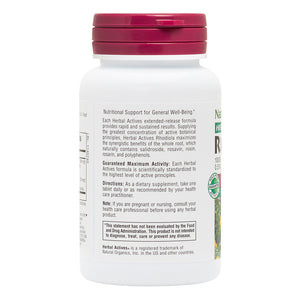 Second side product image of Herbal Actives Rhodiola Extended Release Tablets containing 30 Count