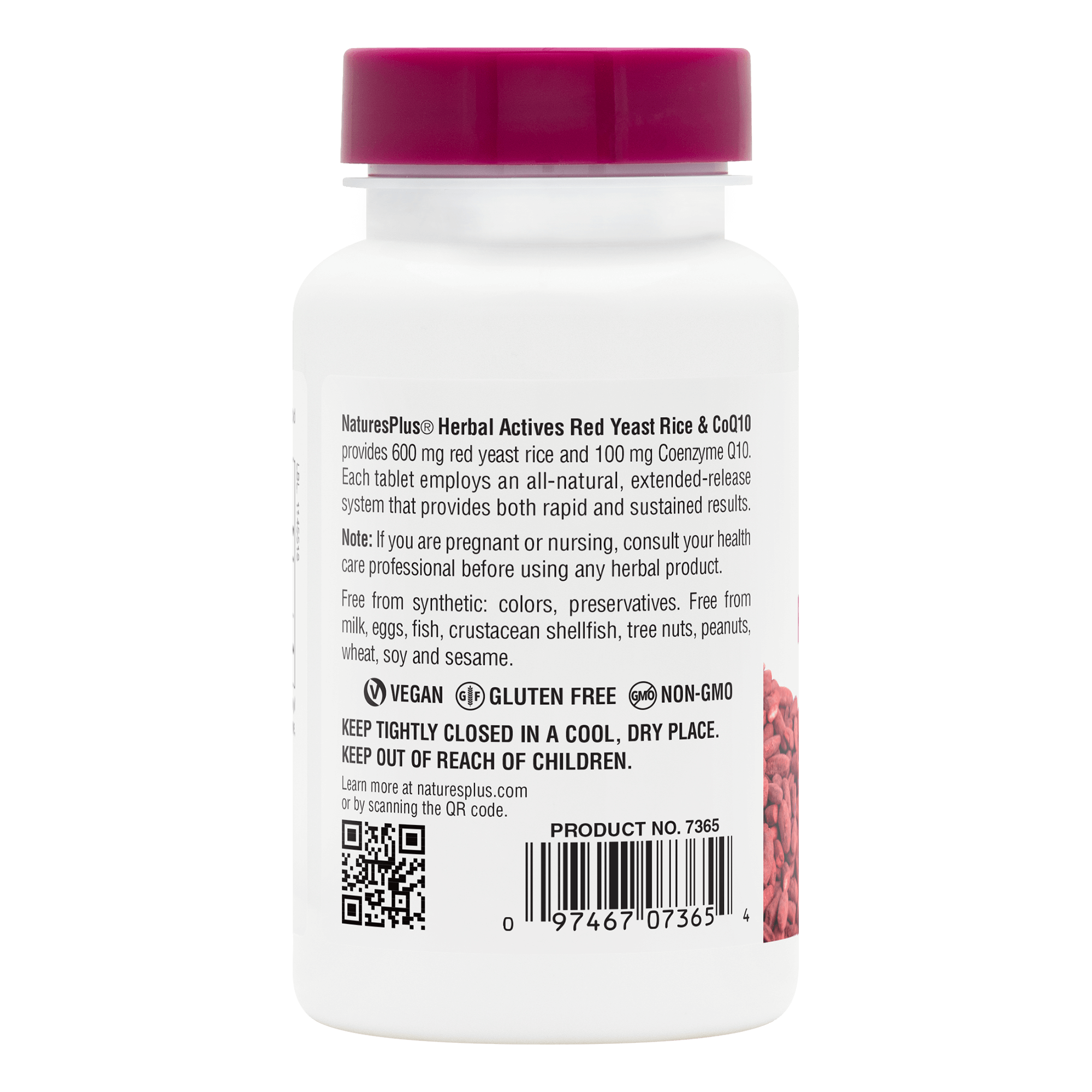 Herbal Actives® Red Yeast Rice 600mg/CoQ10 100mg Extended Release Tablets - 30 Count