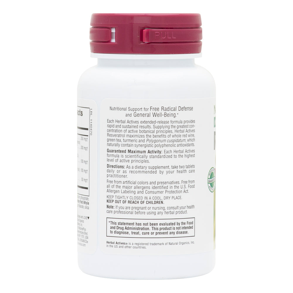 product image of Herbal Actives Resveratrol Extended Release Tablets containing 60 Count