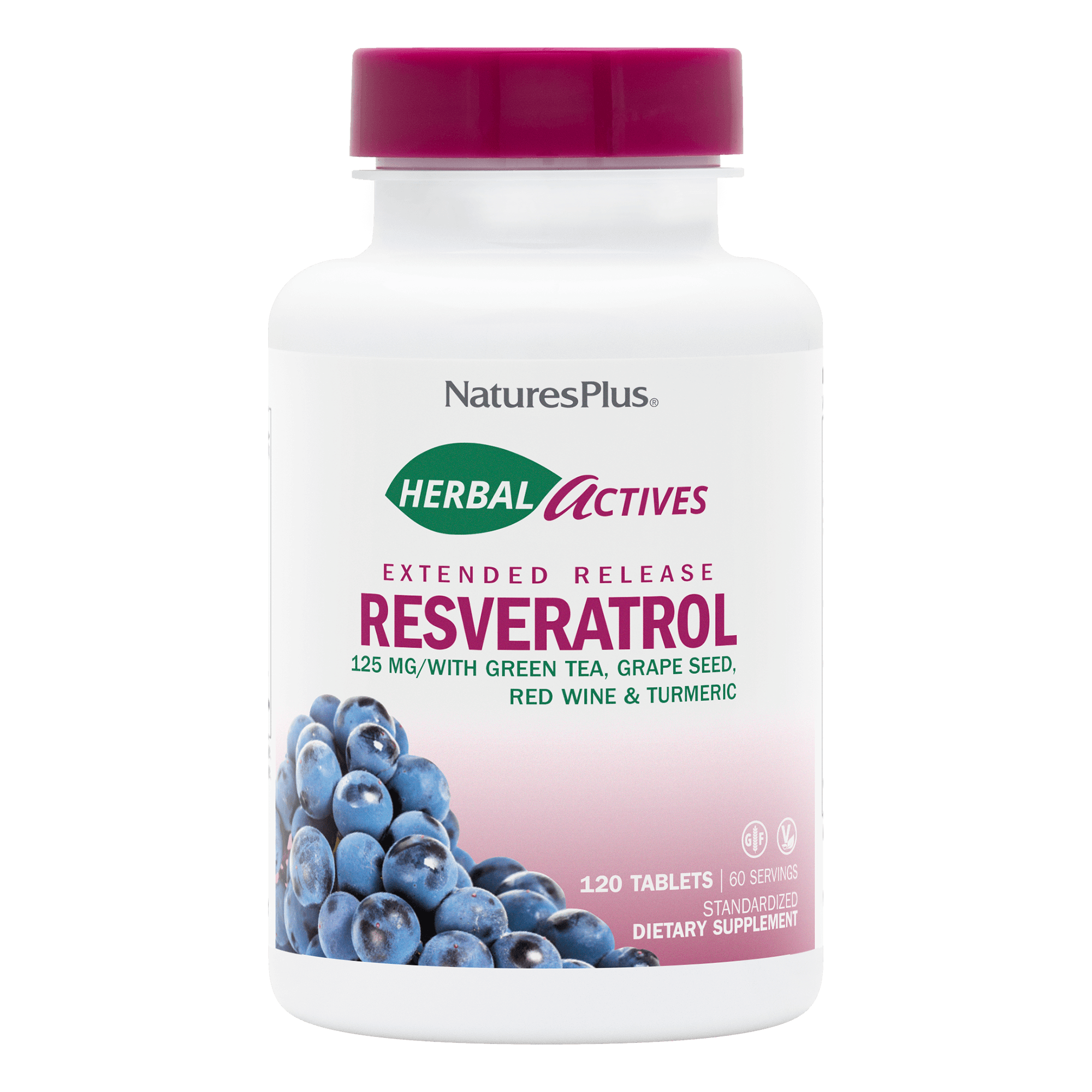Herbal Actives Resveratrol Extended Release Tablets - 120 Count