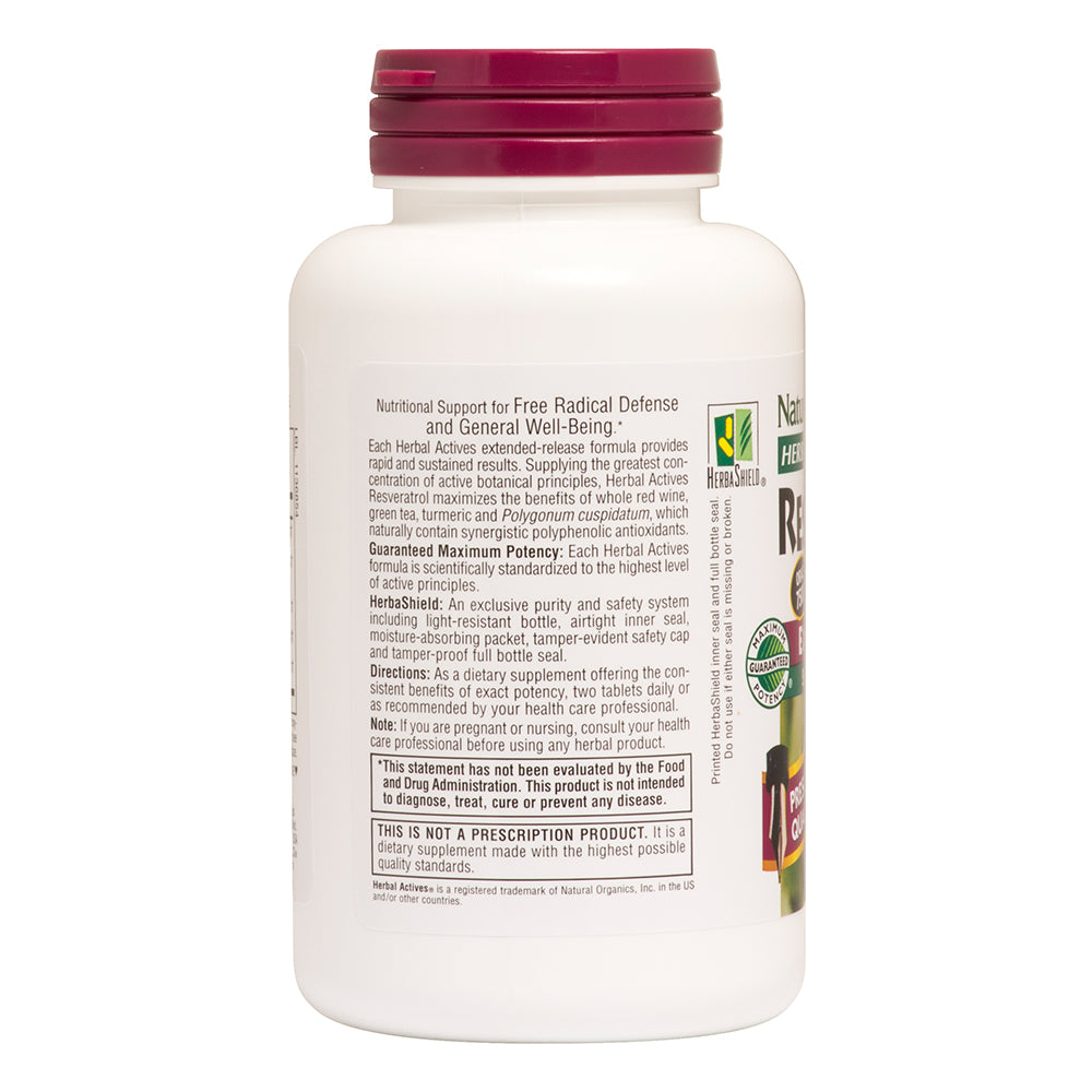 product image of Herbal Actives Resveratrol Extended Release Tablets containing 120 Count