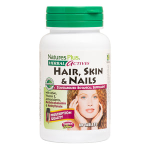 Frontal product image of Herbal Actives Hair, Skin & Nails Tablets containing 60 Count