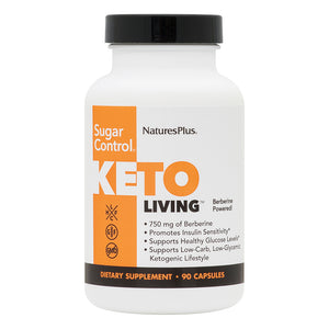 Frontal product image of KetoLiving™ Sugar Control Capsules containing 90 Count