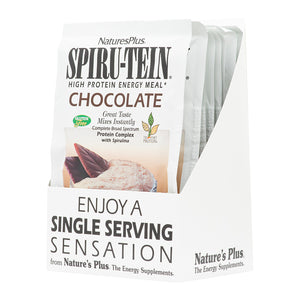 First side product image of SPIRU-TEIN® Protein Powder Meal** - Chocolate containing 8 Count