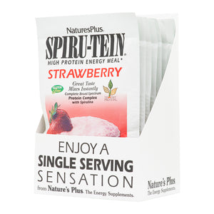 First side product image of SPIRU-TEIN® High-Protein Energy Meal** - Strawberry containing 8 Count