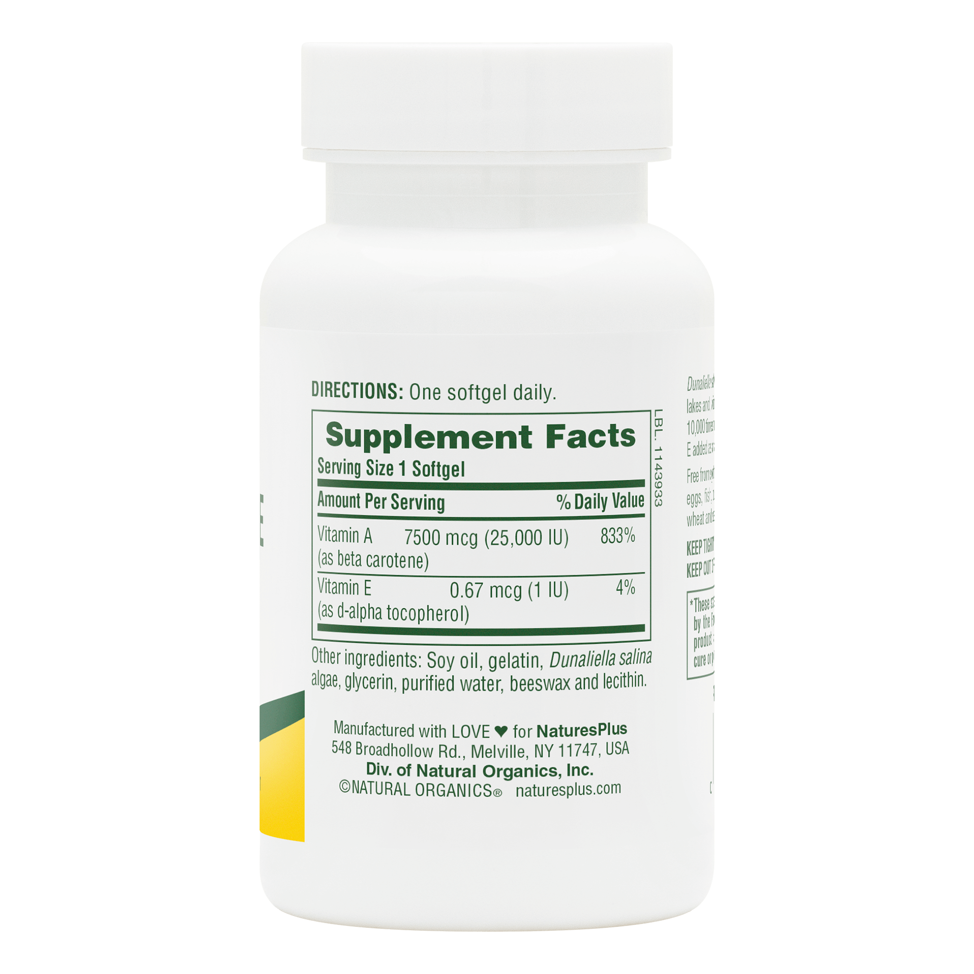 Natural Beta Carotene Softgels - 90 Count