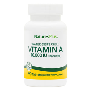 Frontal product image of Vitamin A 10,000 IU Water-Dispersible Tablets containing 90 Count