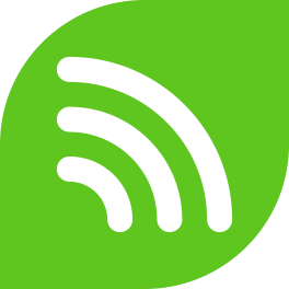 social icon of white waves on the green background
