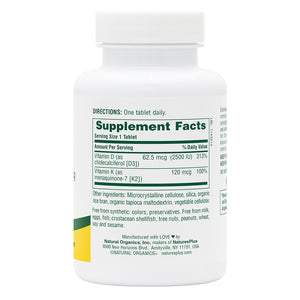 First side product image of NaturesPlus Vitamins D3 & K2 containing 90 Count