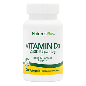 Frontal product image of Vitamin D3 2500 IU containing 90 Count