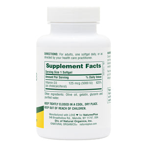 First side product image of Vitamin D3 5000 IU Softgels containing 60 Count