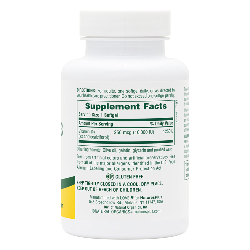 product image of Vitamin D3 10,000 IU Softgels containing 60 Count