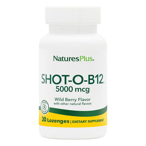 Frontal product image of Shot-O-B12 5000mcg Lozenges containing 30 Count