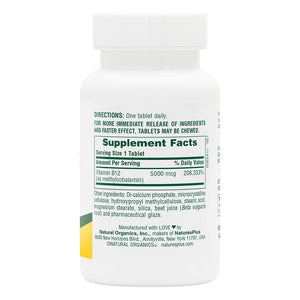 First side product image of Shot-O-B12® 5000 mcg Sustained Release Tablets containing 60 Count