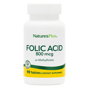 Frontal product image of Folic Acid 800 mcg Tablets containing 90 Count