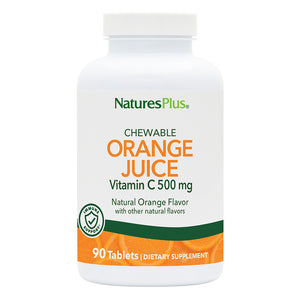 Frontal product image of Orange Juice Vitamin C 500 mg Chewables containing 90 Count