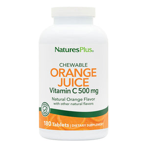 Frontal product image of Orange Juice Vitamin C 500 mg Chewables containing 180 Count