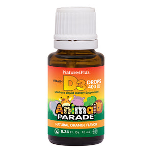Frontal product image of Animal Parade® Vitamin D3 400 IU Liquid Drops containing 10 ml