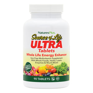 Frontal product image of Ultra Source of Life® with Lutein No-Iron Multivitamin Tablets containing 90 Count