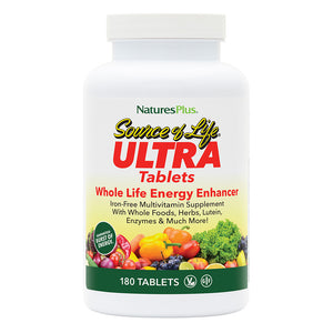 Frontal product image of Ultra Source of Life® with Lutein No-Iron Multivitamin Tablets containing 180 Count