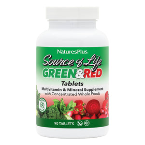 Frontal product image of Source of Life® GREEN AND RED Multivitamin Bi-Layered Tablets containing 90 Count