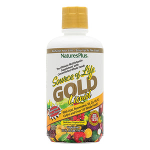 Frontal product image of Source of Life® GOLD Multivitamin Liquid containing 30 FL OZ