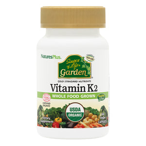 Frontal product image of Source of Life® Garden Vitamin K2 120 mcg Capsules containing 60 Count