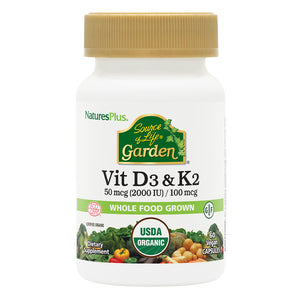 Frontal product image of Source of Life Garden Vitamins D3 & K2 containing 60 Count