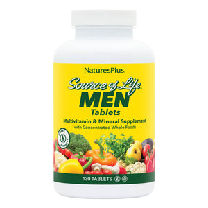 Frontal product image of Source of Life® Men Multivitamin Tablets containing 120 Count