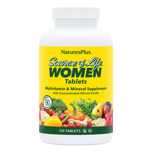 Frontal product image of Source of Life® Women Multivitamin Tablets containing 120 Count