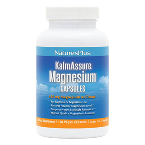 Frontal product image of KalmAssure® Magnesium Capsules containing 120 Count