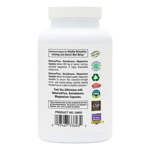 Second side product image of KalmAssure® Magnesium Capsules containing 240 Count
