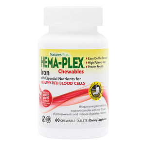 Frontal product image of HEMA-PLEX® Iron Chewables containing 60 Count