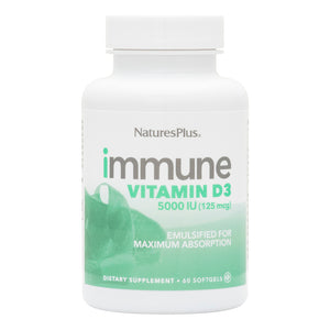 Frontal product image of Immune Vitamin D3 Softgels containing 60 Count
