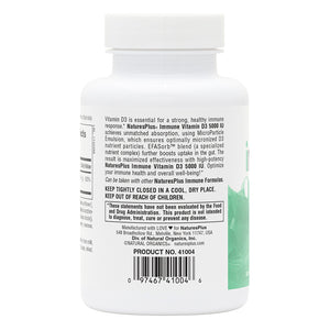 Second side product image of Immune Vitamin D3 Softgels containing 60 Count