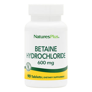 Frontal product image of Betaine Hydrochloride Tablets containing 90 Count