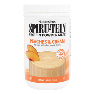 Frontal product image of SPIRU-TEIN® High-Protein Energy Meal** - Peaches & Cream containing 1.12 LB