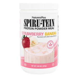 Frontal product image of SPIRU-TEIN® High-Protein Energy Meal** - Strawberry Banana flavor containing 1.16 LB