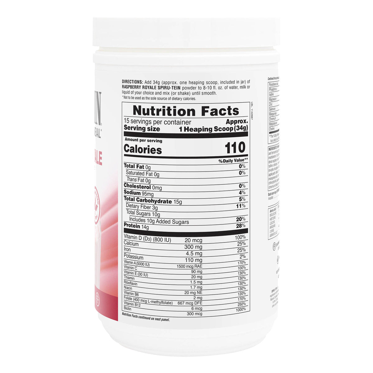 product image of SPIRU-TEIN® High-Protein Energy Meal** - Raspberry Royale containing 1.12 LB