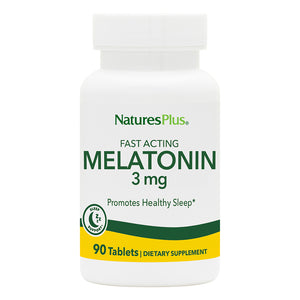 Frontal product image of Melatonin 3 mg Tablets containing 90 Count