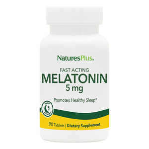 Frontal product image of Melatonin 5 mg Tablets containing 90 Count