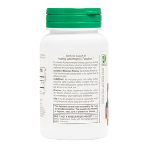 Second side product image of Herbal Actives American Ginseng Capsules containing 60 Count