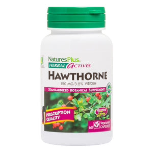 Frontal product image of Herbal Actives Hawthorne Capsules containing 60 Count
